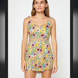 Seek the Label mustard floral cutout romper Small